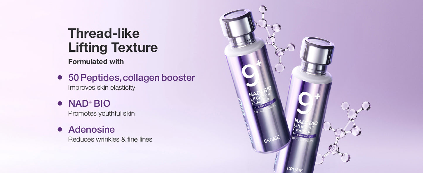 No.9 Essence | NAD+ BIO Lifting-sil Essence | Lifting, Firming, Wrinkles, Fine Lines, Elasticity | Peptides, NAD+ | Serum for Aging, Dull Skin |