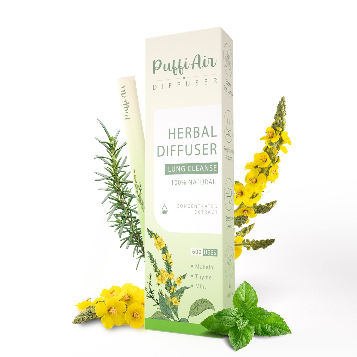 PuffiAir Aroma Diffuser Set – Natural Wellness Kit with Mullein, Milk Thistle & Melatonin Diffusers – 600 Puffs Each