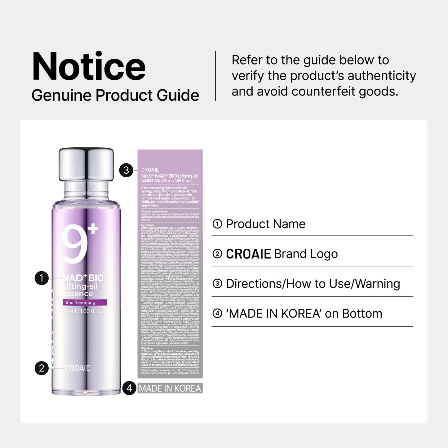 No.9 Essence | NAD+ BIO Lifting-sil Essence | Lifting, Firming, Wrinkles, Fine Lines, Elasticity | Peptides, NAD+ | Serum for Aging, Dull Skin |